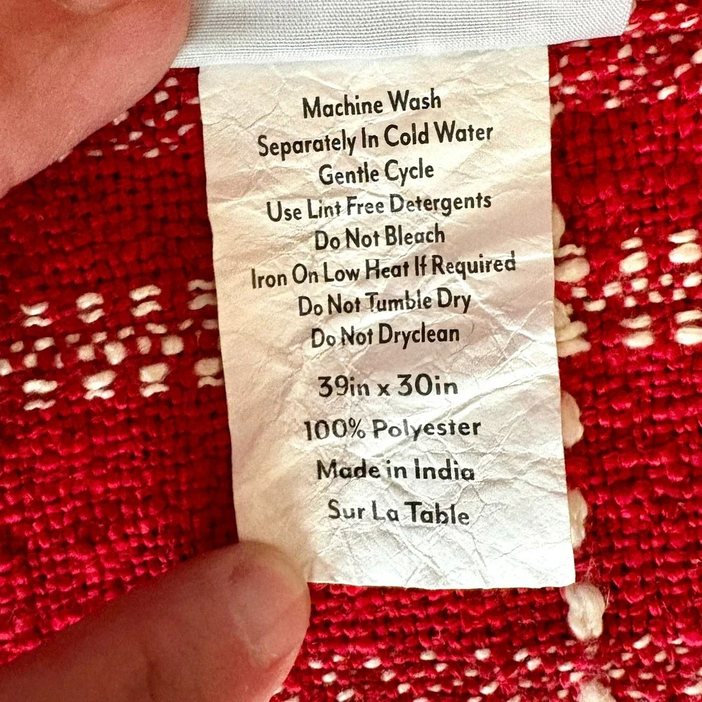Sur La Table Red Plaid Cross Back Pinafore Apron Smock Pockets 39